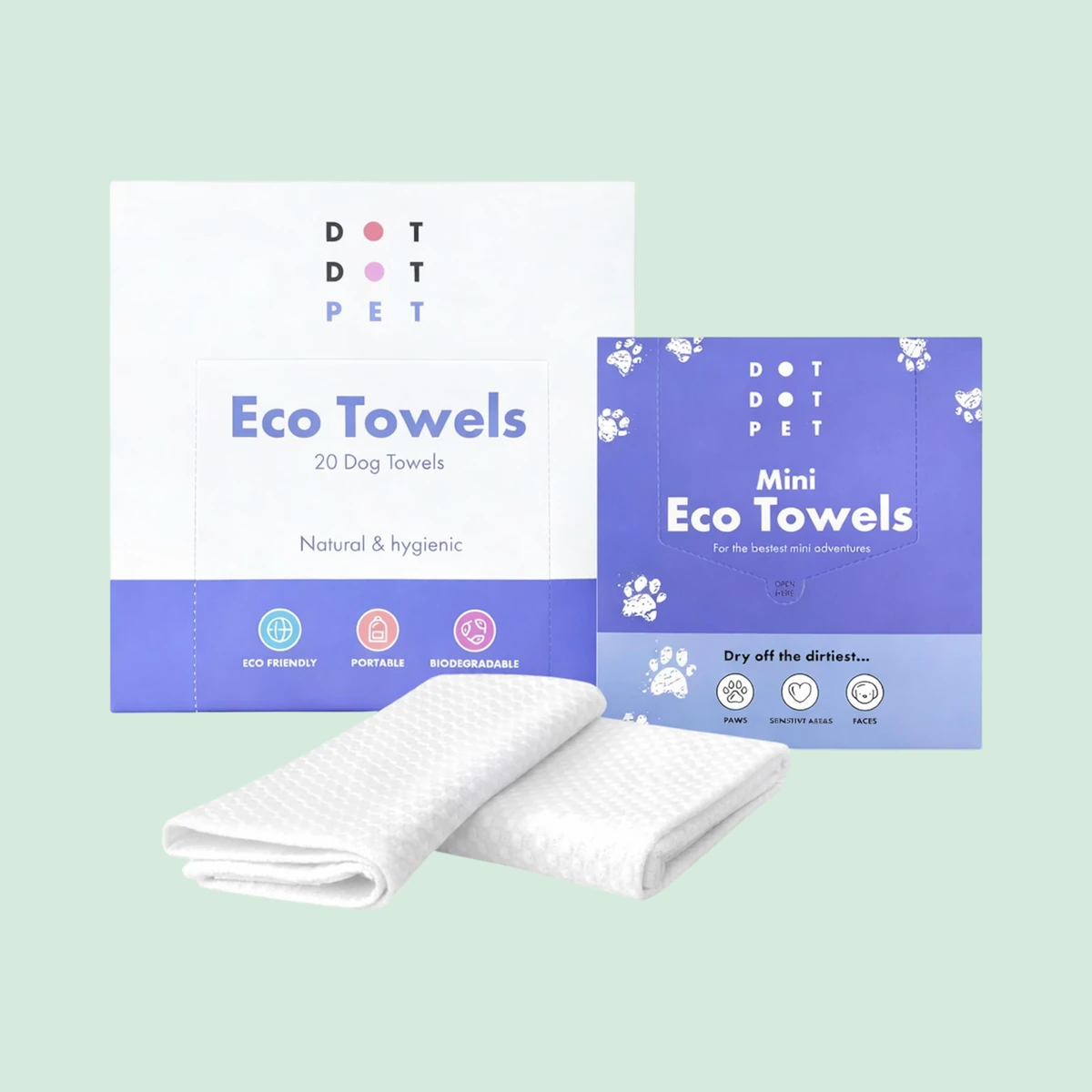 DotDotPet Eco Towels Combo Pack, large and mini