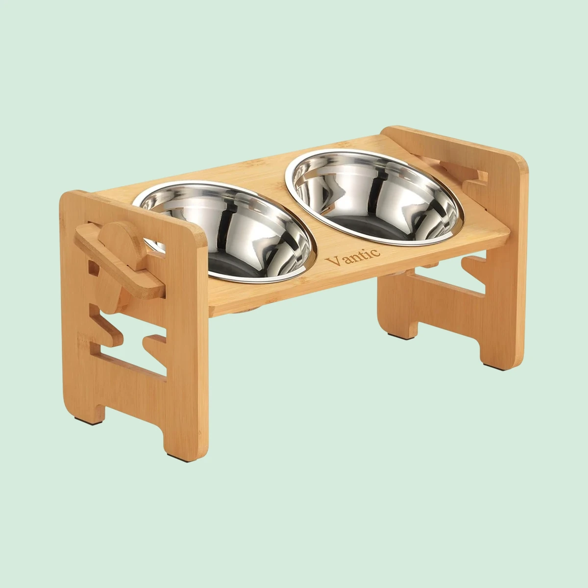 Vantic Raised Bamboo Feeder, adjustable, small dogs