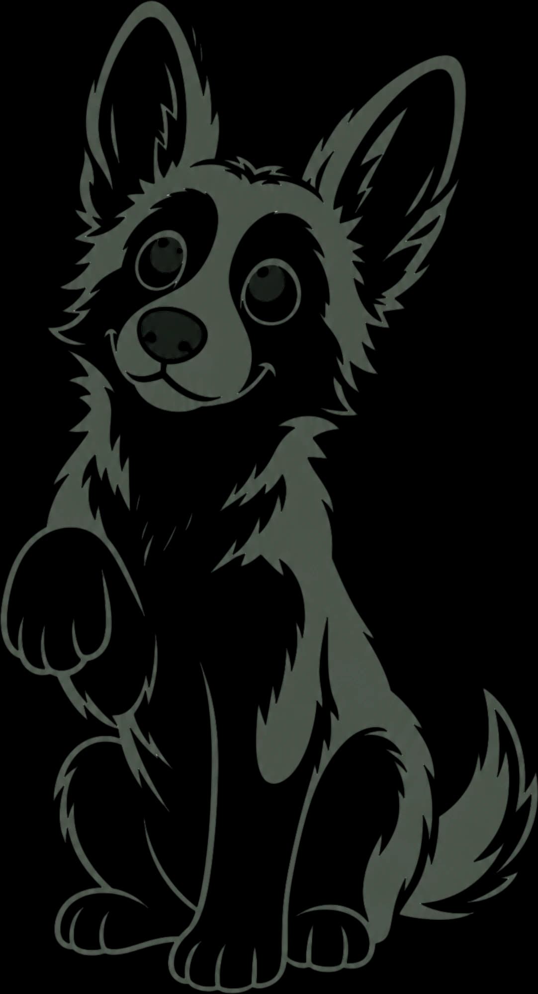 An illustrated puppy sitting and offering a paw.