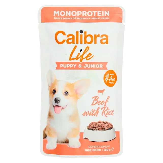 Calibra Dog Life Pouch Pup&Jnr Beef 10x150g – —
