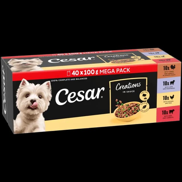 Cesar Creations Pouches in Sauce – Poultry, Beef & Lamb