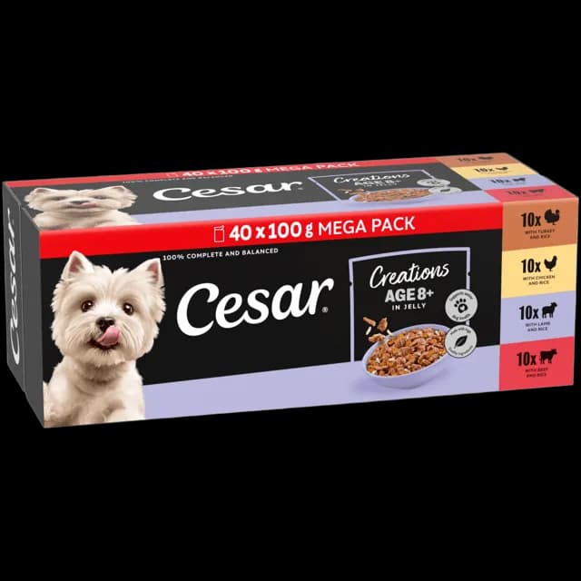Cesar Creations Senior 8+ Pouches – Poultry & Meat Selection