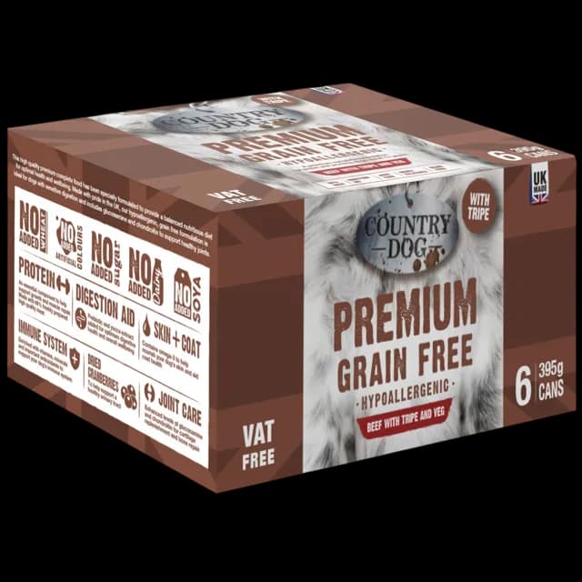 Country Dog Premium Grain Free Tins With Tripe – Beef with Tripe and Veg
