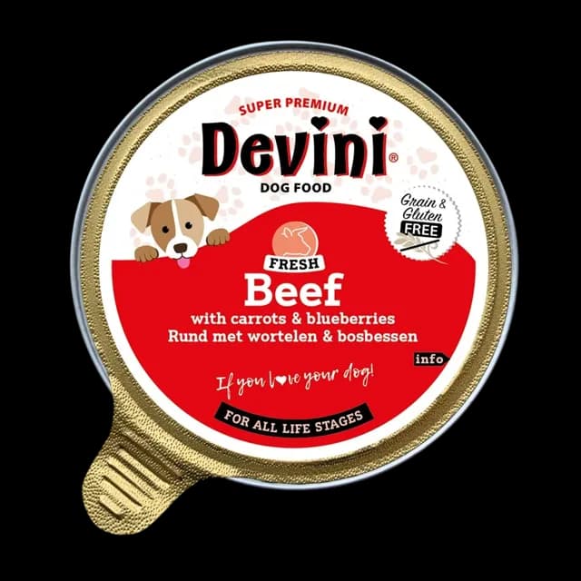 Devini Single Protein Wet Food – Beef with Carrots & Blueberries