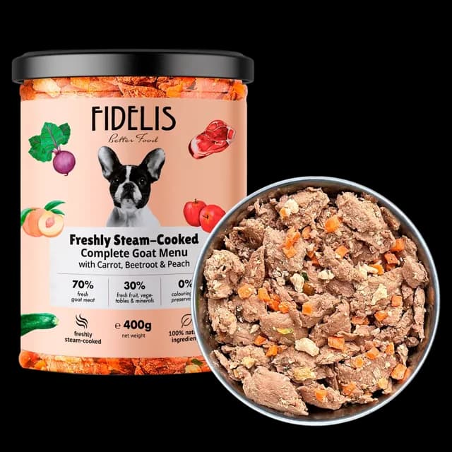 Fidelis Fresh Menu (novel protein recipes) – Goat with Carrot, Beetroot & Peach