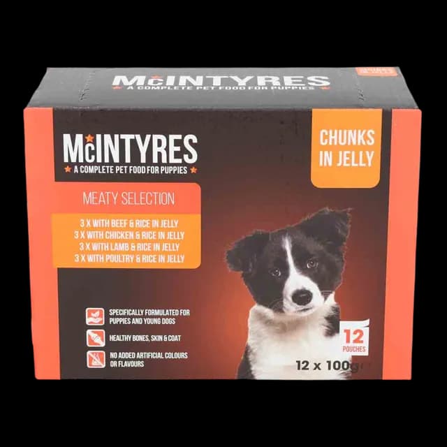 McIntyres Puppy Pouches – Beef & Rice