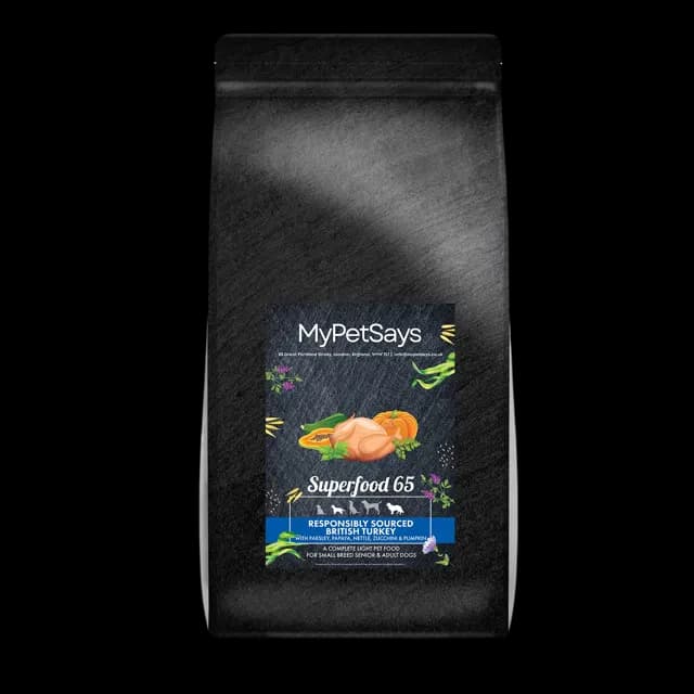 My Pet Says Superfood 65 Light/Senior Small Breed – Responsibly Sourced British Turkey & Pork