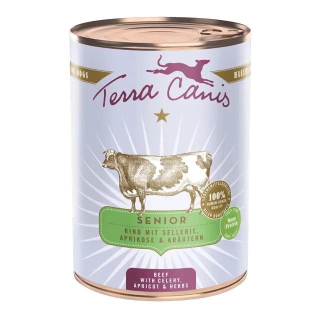 Terra Canis Senior Wet Food – Beef with celery, apricot and medicinal herbs
